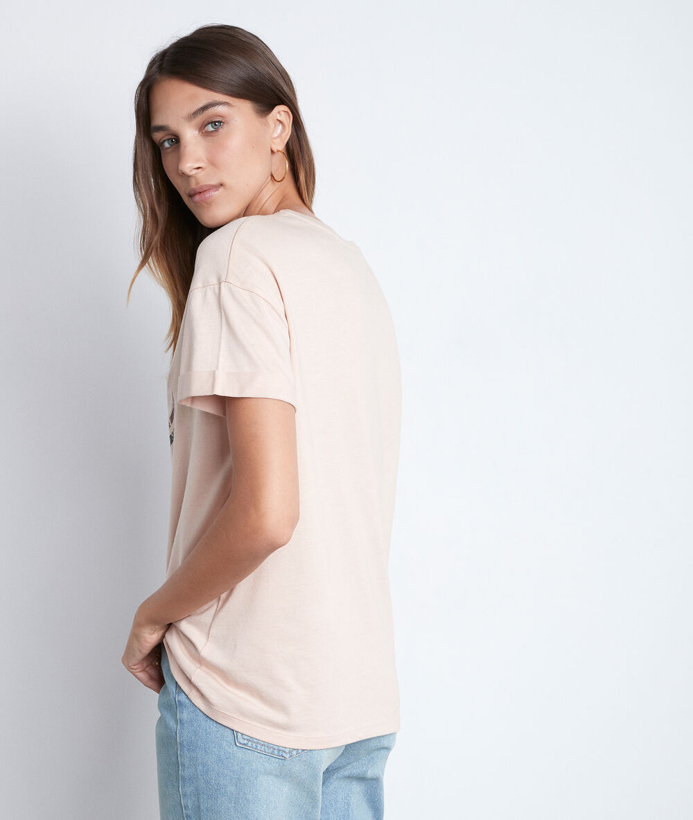 Tee-shirt à message elvis rose poudré poudre.