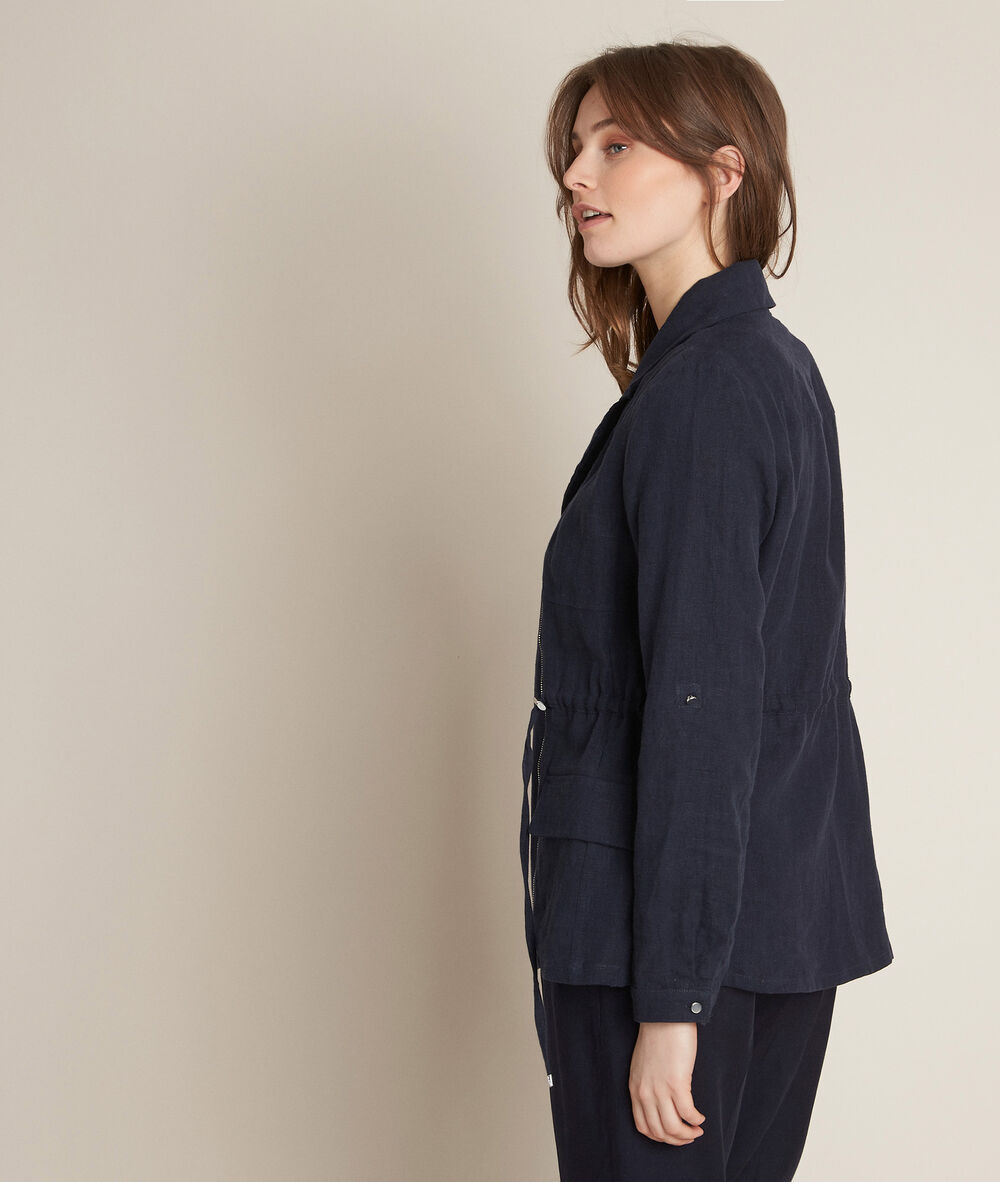 Veste saharienne en lin marine lucie marine.