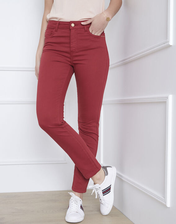 Jean grenat 7/8e slim satin de coton Vendome | 1-2-3 Jean grenat 7/8e slim satin de coton Vendome PhotoZ | 1-2-3