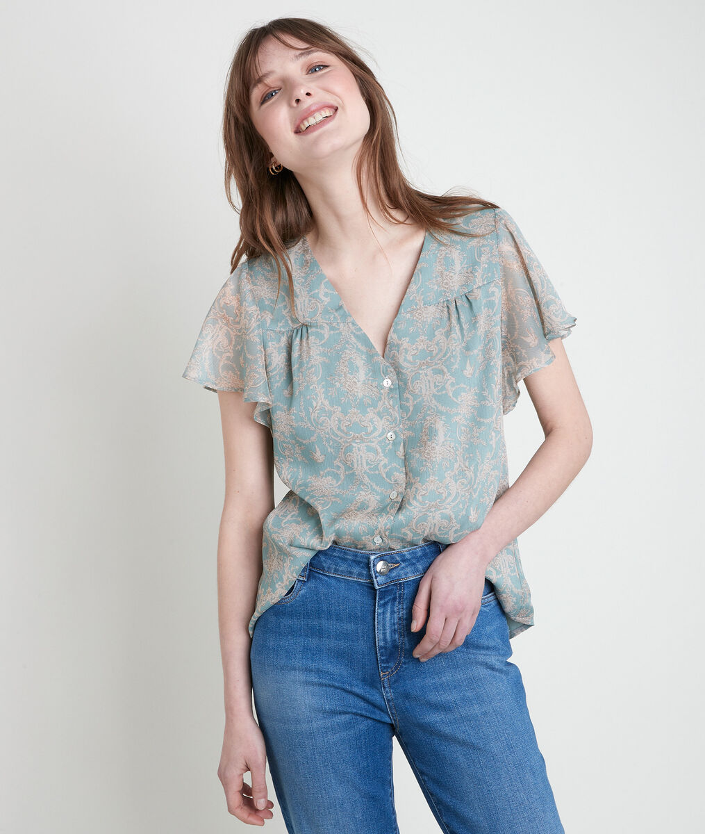 Blouse imprimée à volants Elou | 1-2-3 Blouse imprimée à volants Elou PhotoZ | 1-2-3