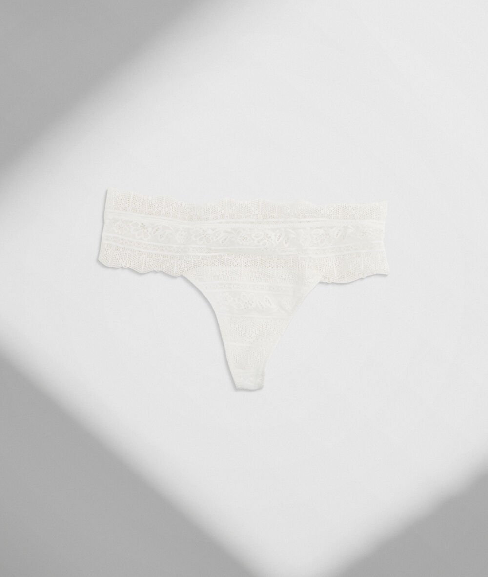 Tanga en dentelle de coton responsable blanche ella blanc.