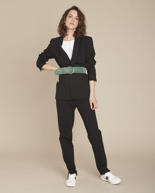 Veste noire microfibre col chale stella noir.