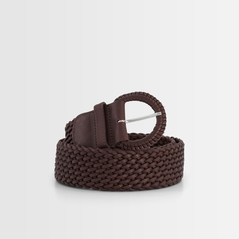 Ceinture tressée en cuir chocolat sandie chocolat.