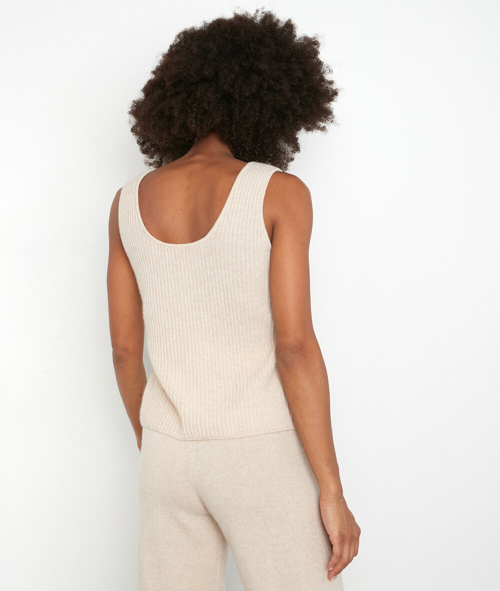 Débardeur en cachemire recyclé beige teva beige clair.