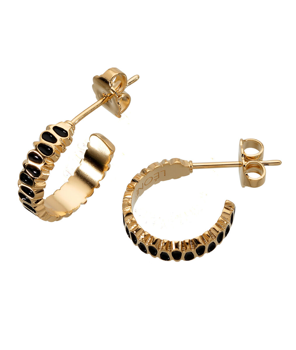 Boucles d'oreilles mini créoles pétale noir Bijoux Léone | 1-2-3 Boucles d'oreilles mini créoles pétale noir Bijoux Léone PhotoZ | 1-2-3