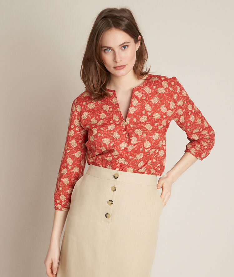 Bluse mit print edwige ziegelrot.