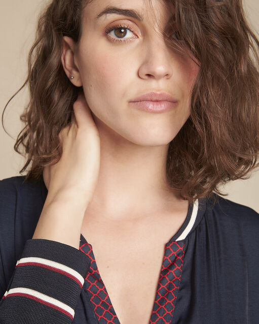 Blouse tunique imprimée melanie marine.