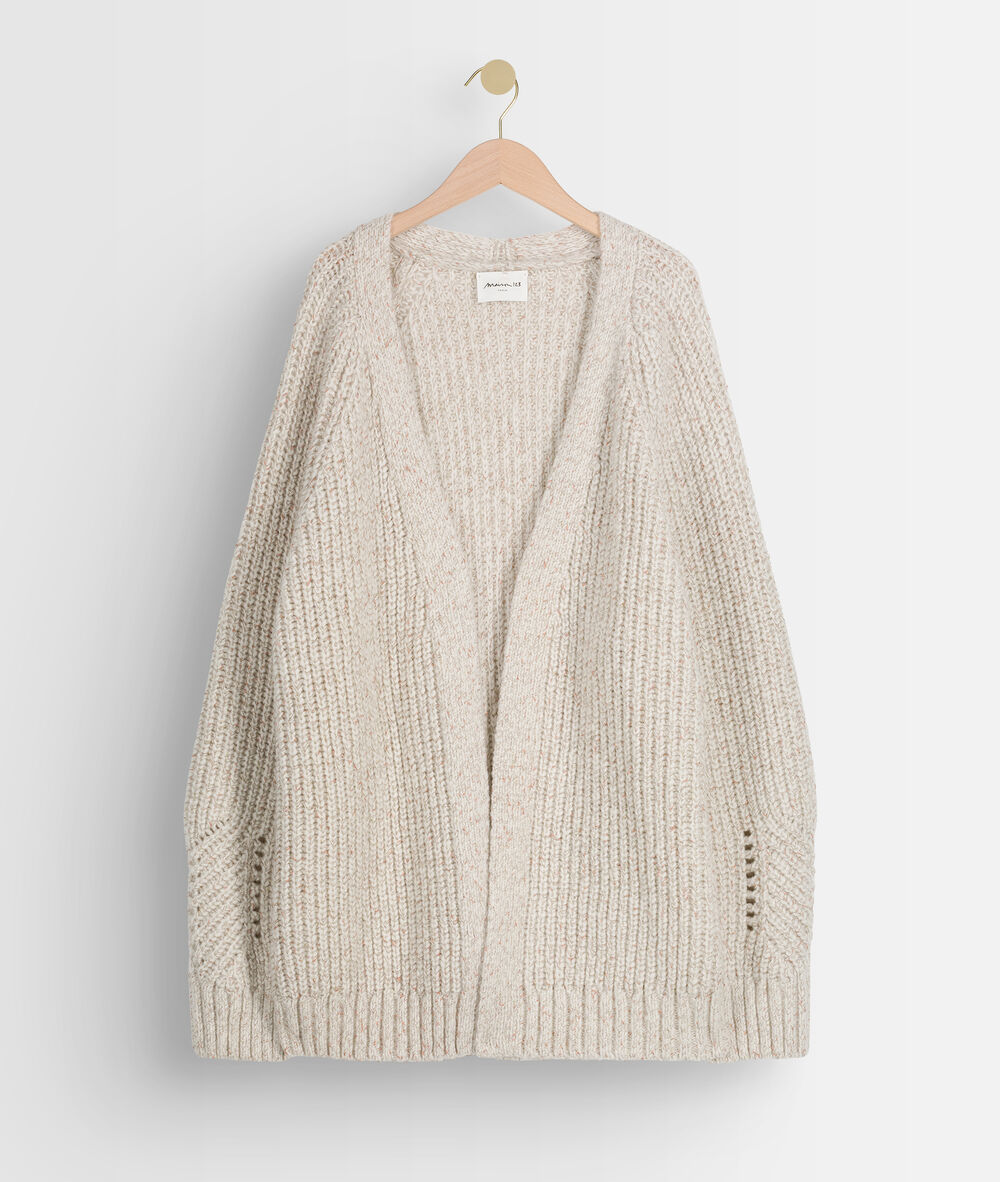 Cardigan beige col v turban beige.