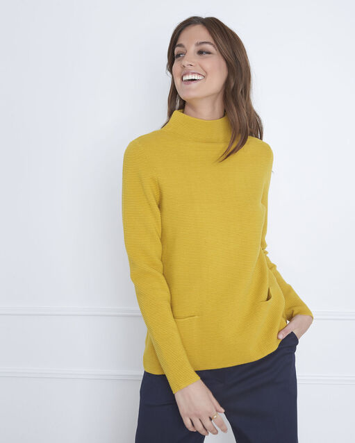 Pull anis maille fine col montant belize anis.