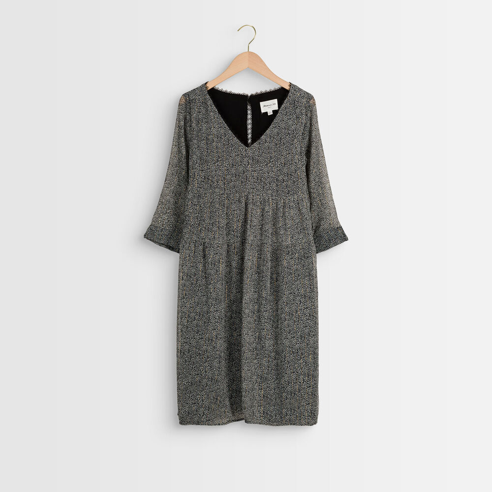 Robe imprimée lurex noce anthracite.