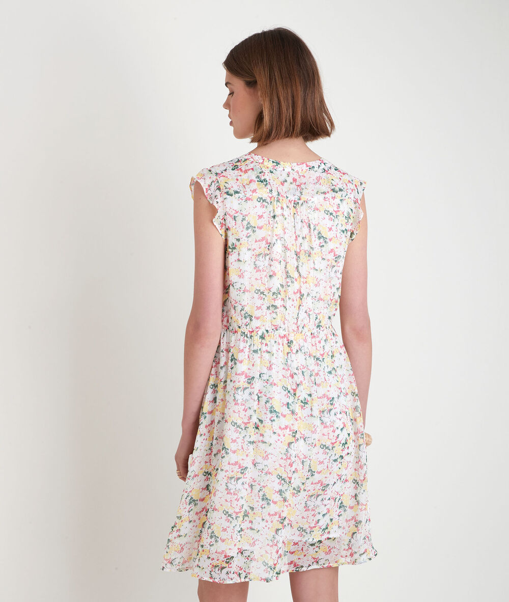 Robe courte imprimée multicolore samy ecru.