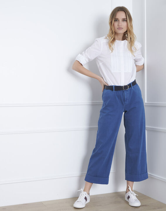 Lichtindigo, korte jeans met wijde pijpen Clara | 1-2-3 Lichtindigo, korte jeans met wijde pijpen Clara PhotoZ | 1-2-3