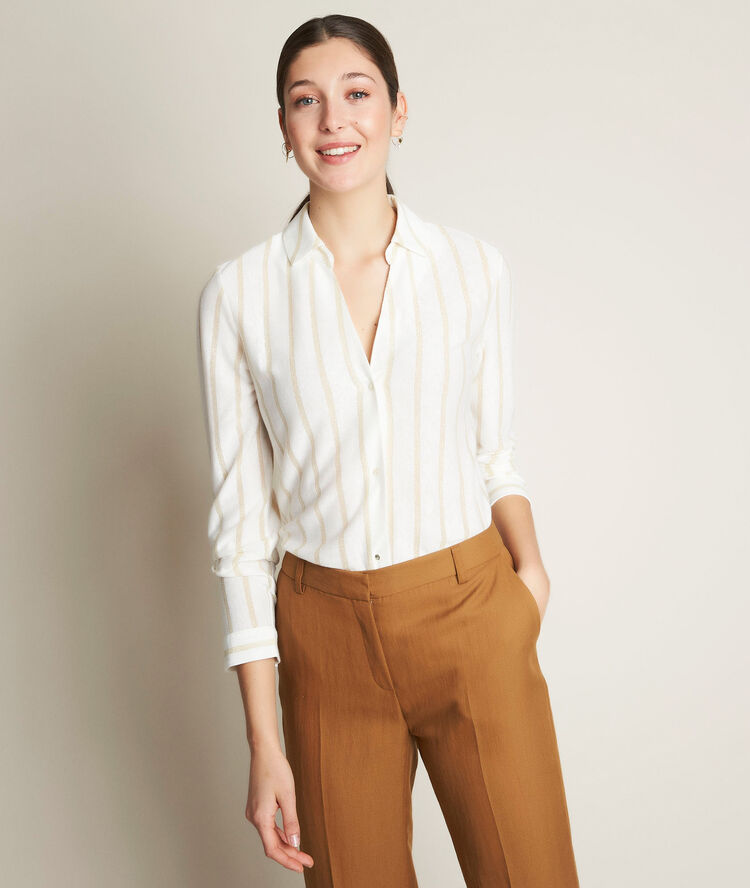 Gestreiftes t-shirt aus leinen riley blassgold.