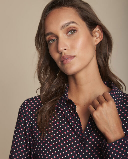 Chemise imprimé pois manille marine.