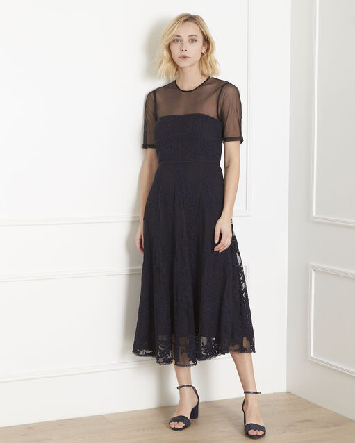 Robe marine dentelle et tulle hester marine.
