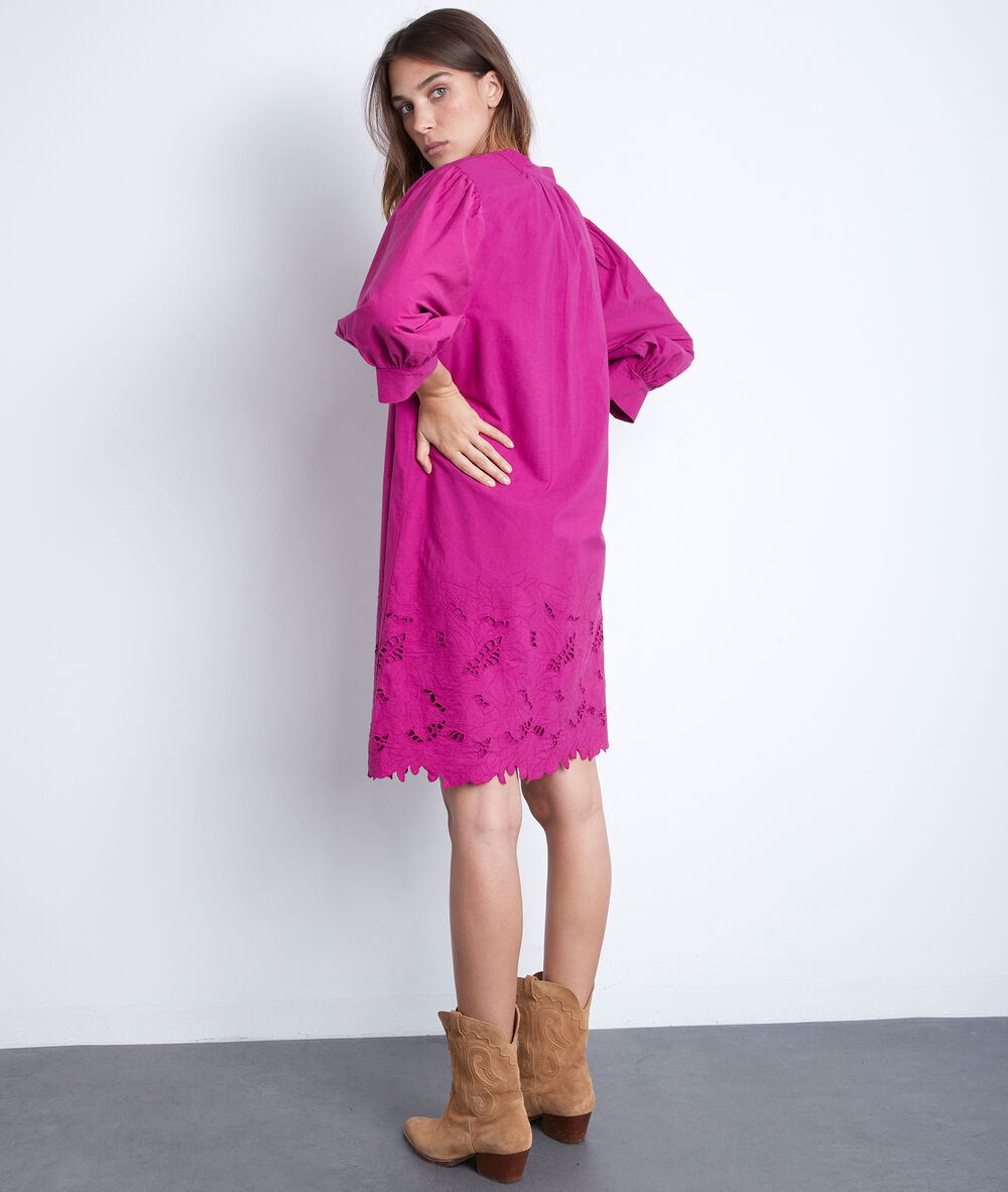 Robe courte en coton brodé fuschia sidonie fuchsia.