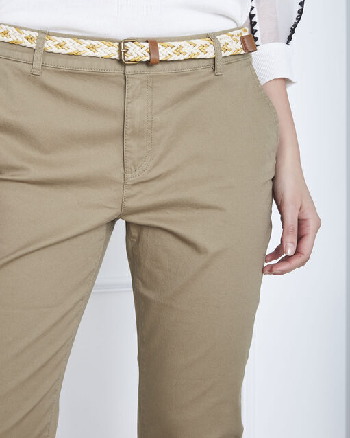 Pantalon kaki chino ceinture fantaisie francis olive.