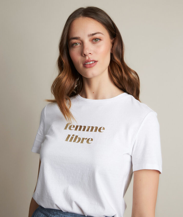 Tee-shirt sérigraphié rania ecru.