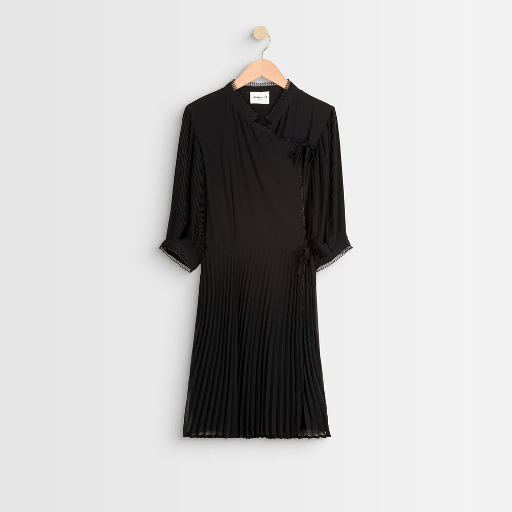 Robe portefeuille plissée carline noir.