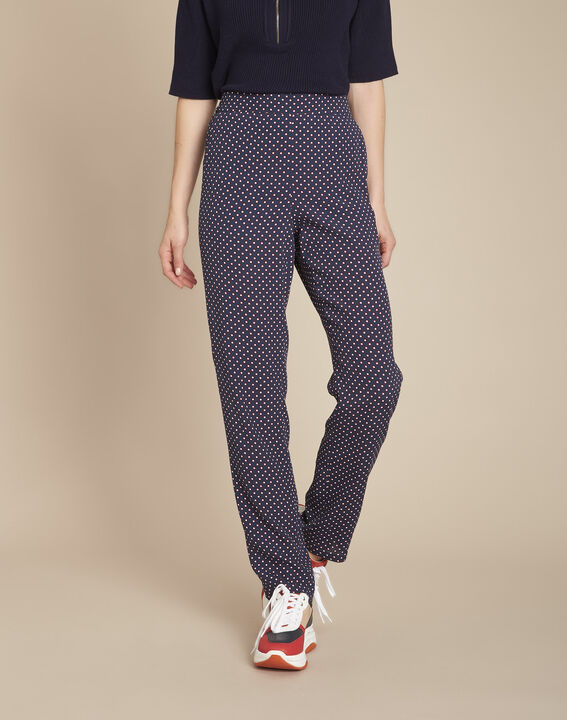 Pantalon marine cigarette imprimé pois Garry | 1-2-3 Pantalon marine cigarette imprimé pois Garry PhotoZ | 1-2-3