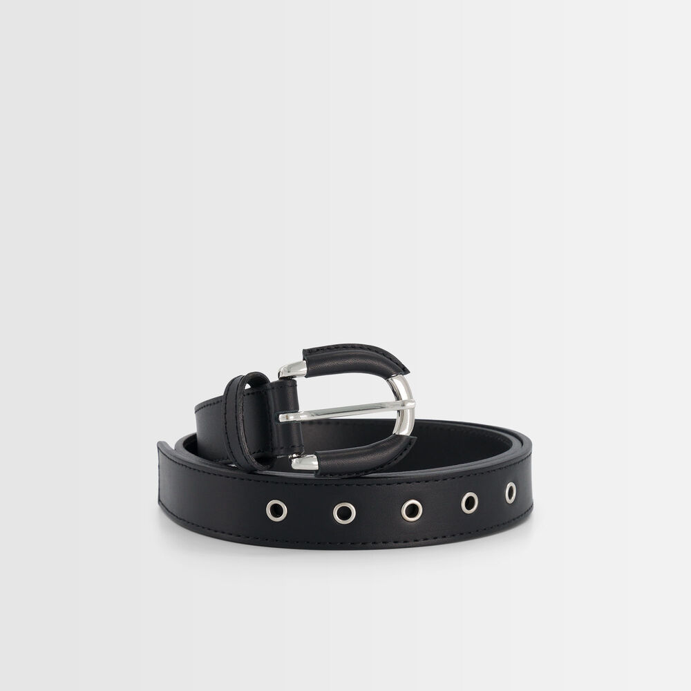 Ceinture en cuir noire eleonore noir.