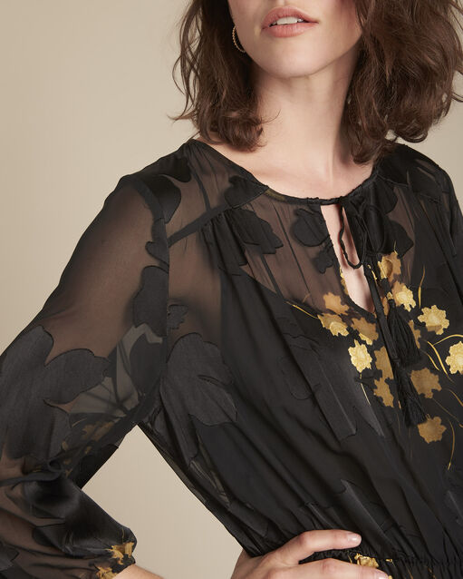 Robe noire longue imprimée rena noir.