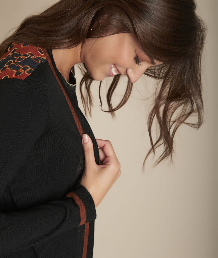 Lang vest uit twee materialen flicka noir.