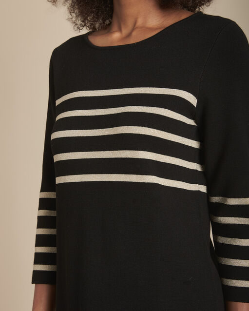 Robe en maille rayée france noir.