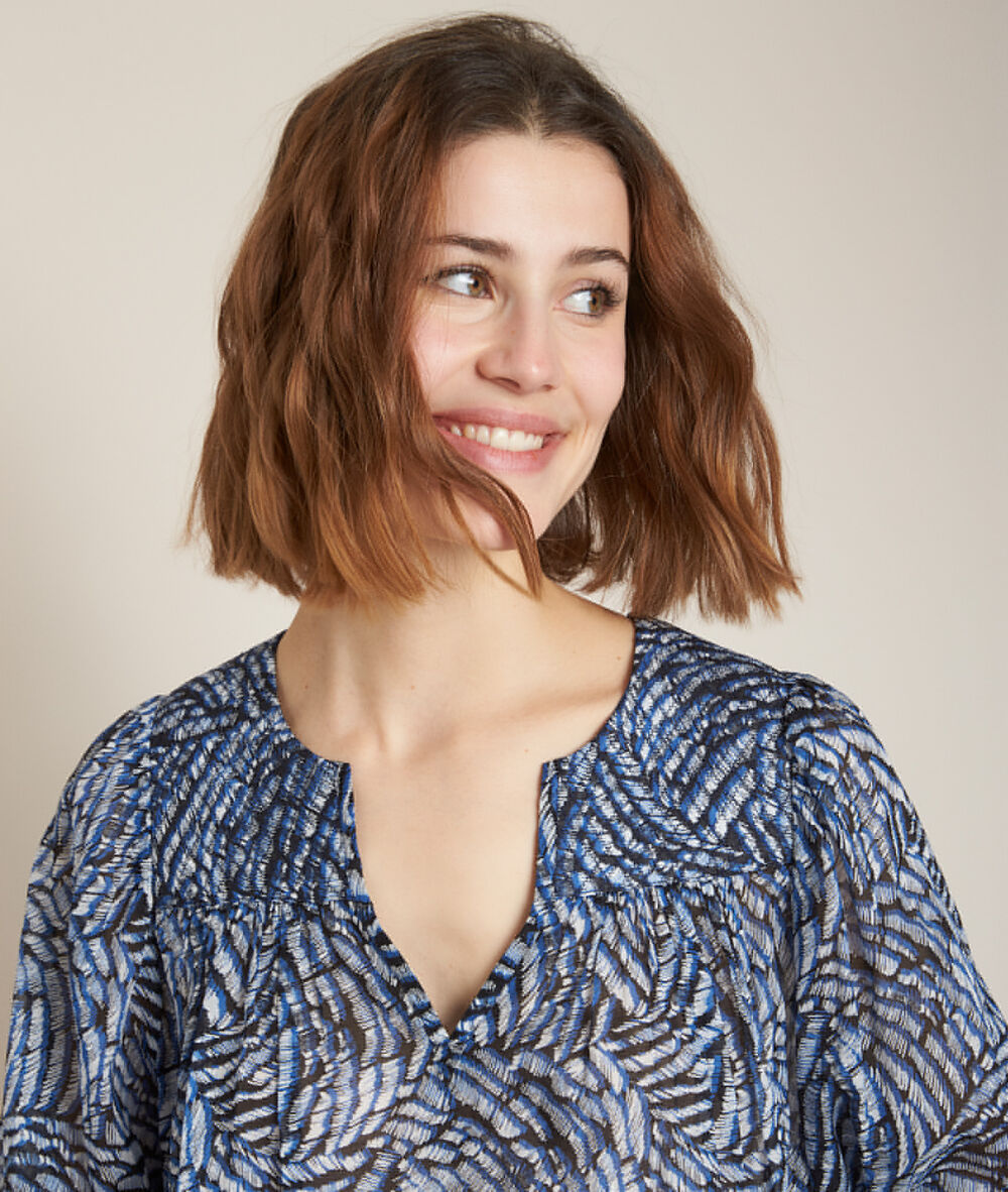 Blouse met print etoile lichtgeel.