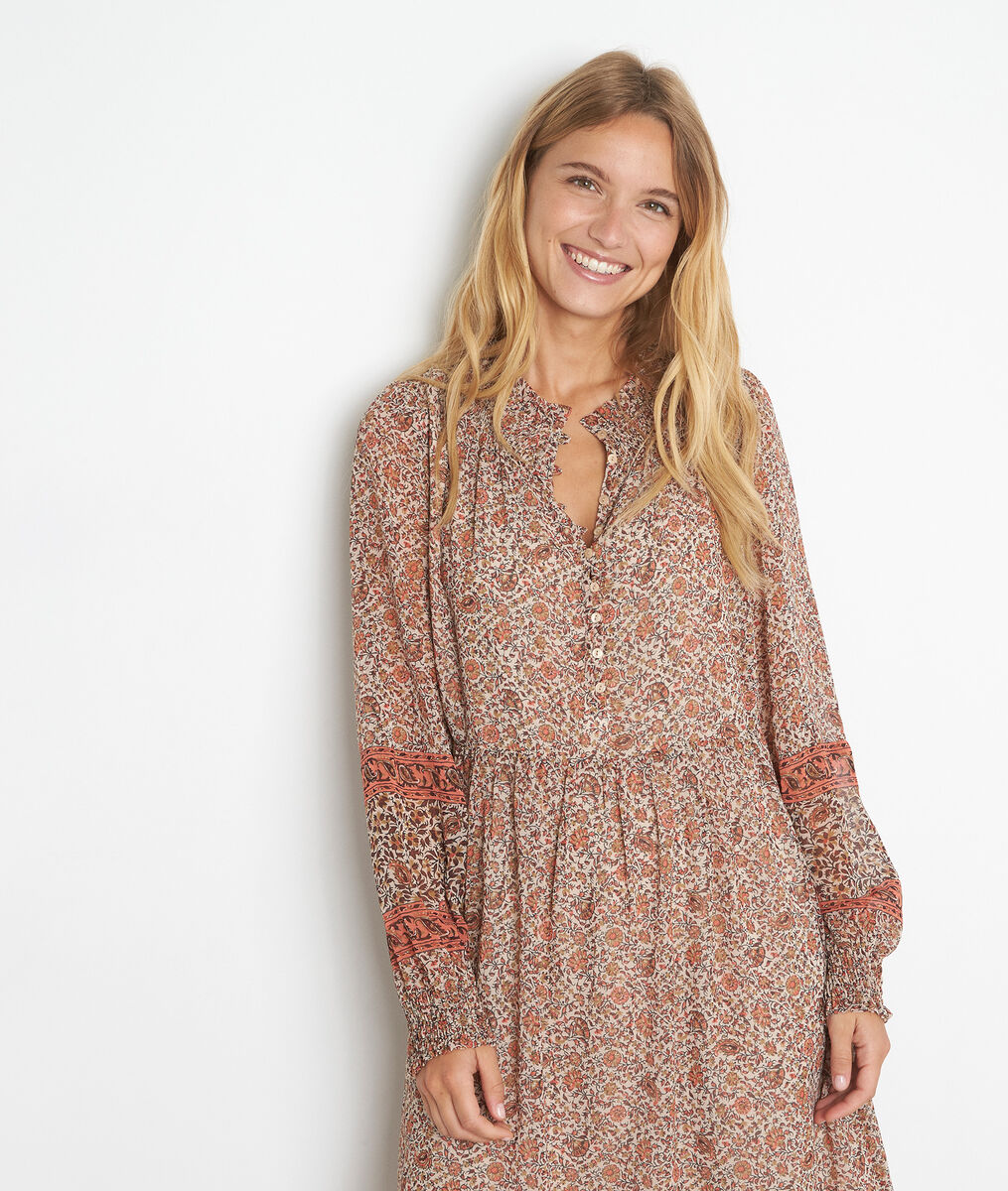 Robe courte imprimée vieux rose Sharon | 1-2-3 Robe courte imprimée vieux rose Sharon PhotoZ | 1-2-3