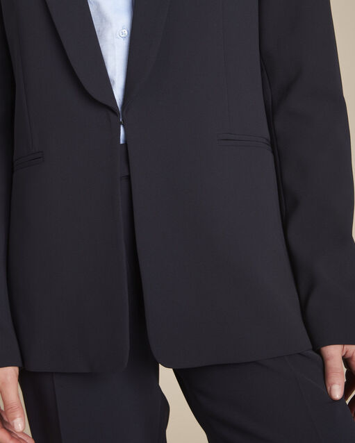 Marineblauw jasje van microvezel met sjaalkraag Stella (2) - Maison 123