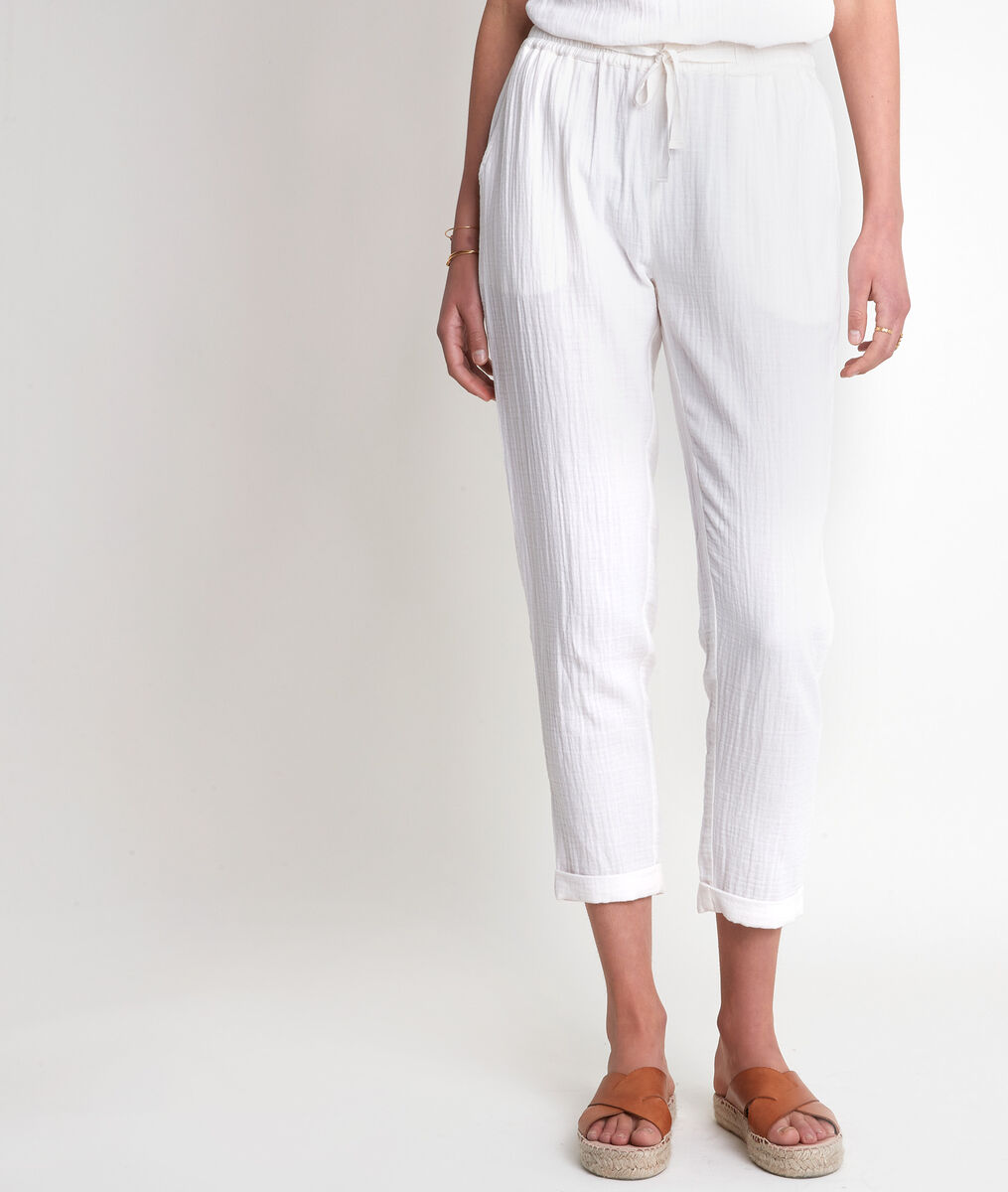 Pantalon en coton cigarette blanc Frahim | 1-2-3 Pantalon en coton cigarette blanc Frahim PhotoZ | 1-2-3