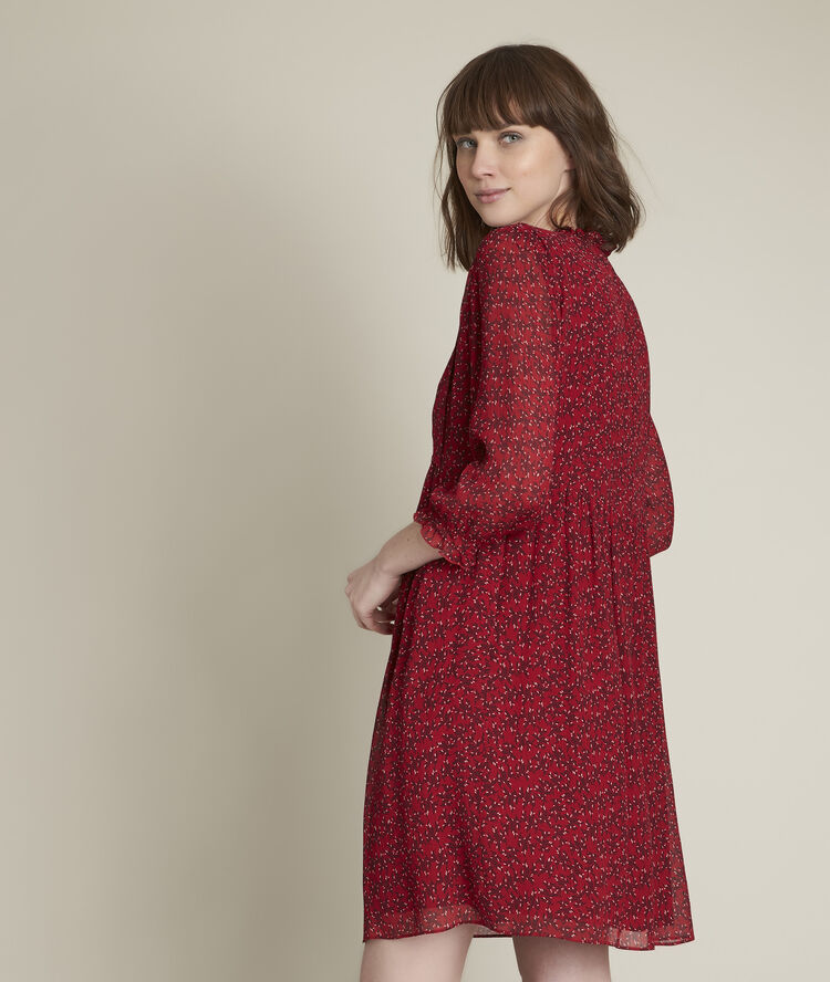 Robe imprimée colombe fuchsia clair.