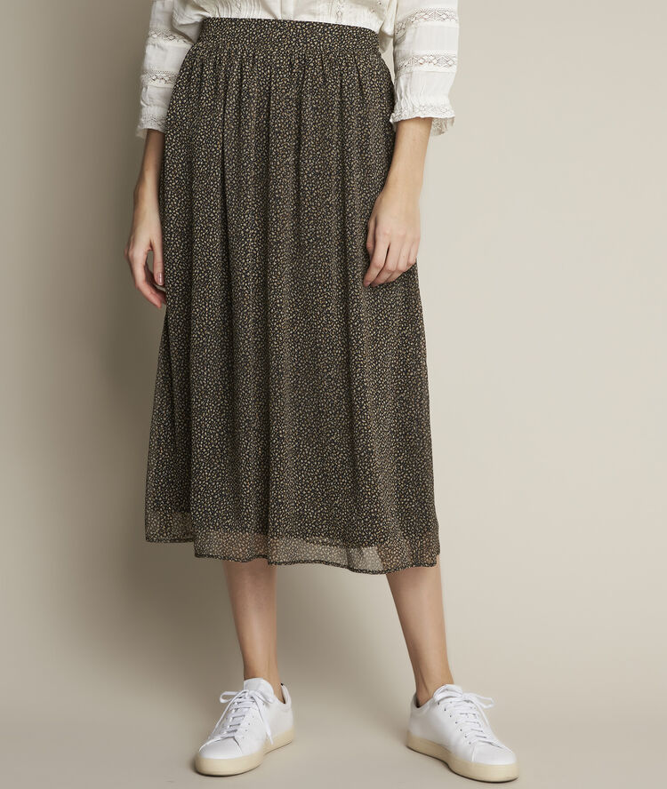 Jupe longue imprim&eacute; peau de b&ecirc;te belle noir.
