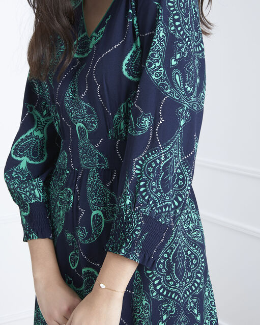 Robe marine longue imprimé cachemire lidiane marine.