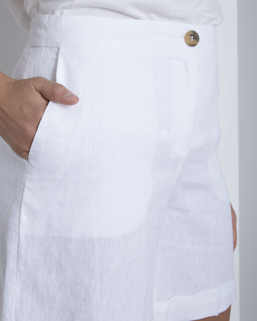 Short blanc en lin guelta blanc.