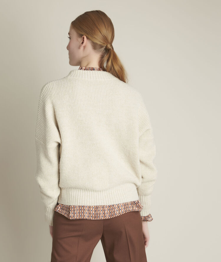 Pull col montant force ecru.