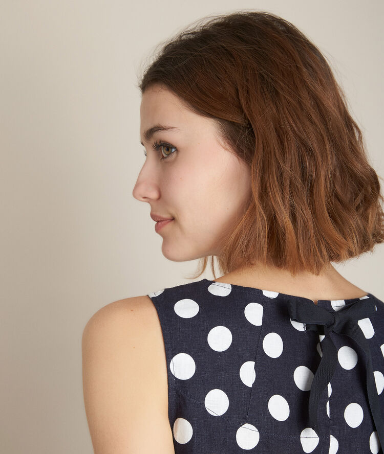 Robe en lin à pois rosie violet.
