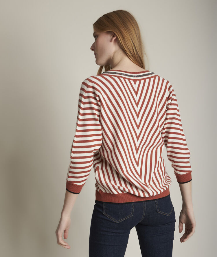 Pull rayé col v dollar pasteque.