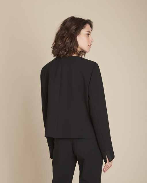 Veste noire microfibre et gros grain charme noir.