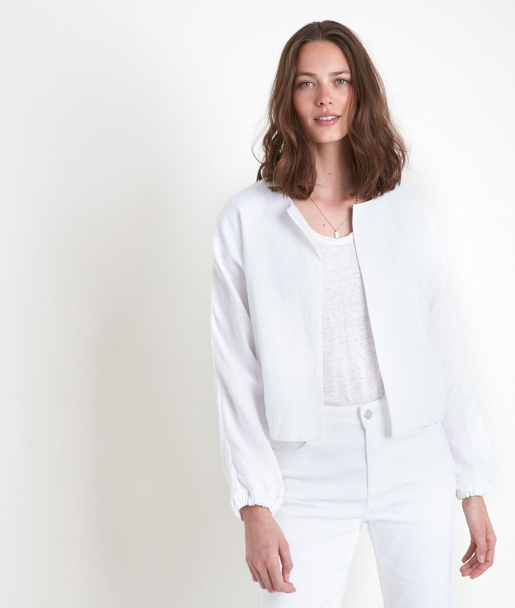 Veste courte en lin blanc Taya | 1-2-3 Veste courte en lin blanc Taya PhotoZ | 1-2-3