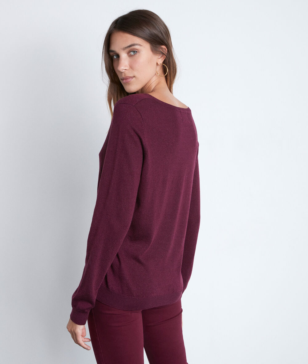 Pull en maille fine bordeaux tommy bordeaux.