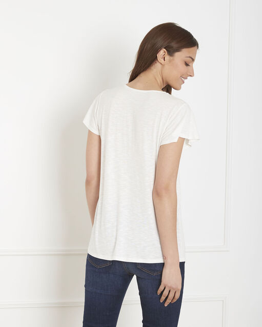 Tee-shirt écru encolure fantaisie penelope ecru.
