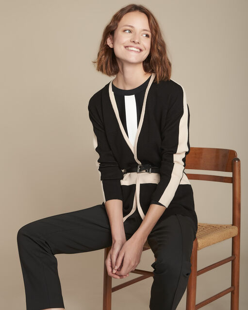 Jacke aus zweifarbigem strick feerie schwarz.