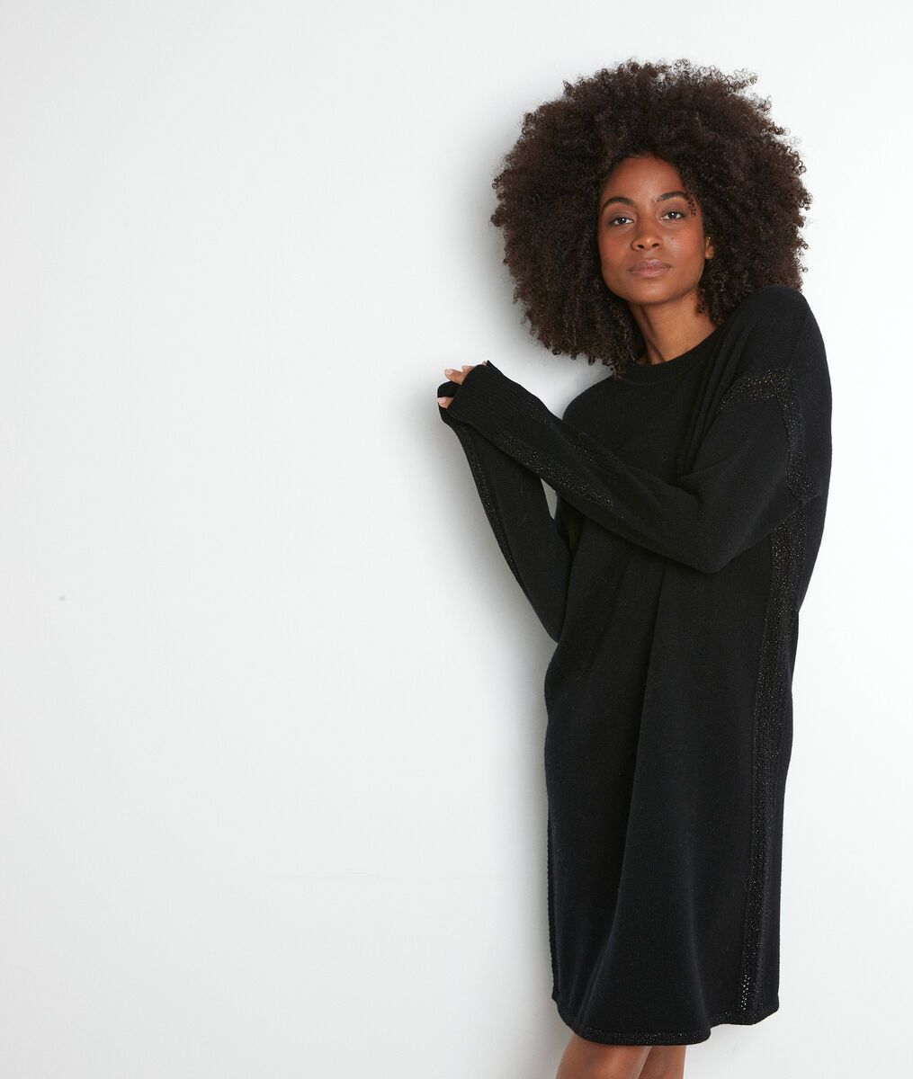 Robe pull noire en laine Tabata | 1-2-3 Robe pull noire en laine Tabata PhotoZ | 1-2-3