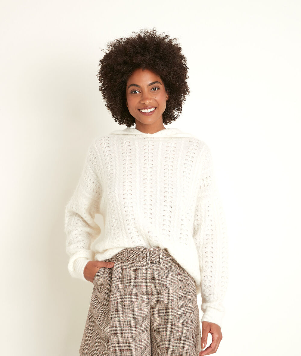 Pull à capuche écru raquel ecru.