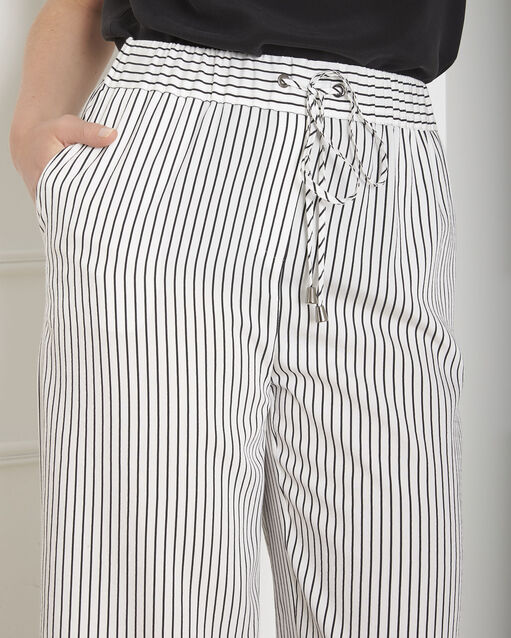 Pantalon blanc large rayé goyave blanc.