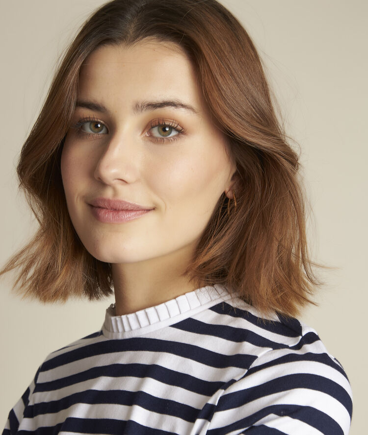 Tee-shirt ray&eacute; col montant rainbow encre.