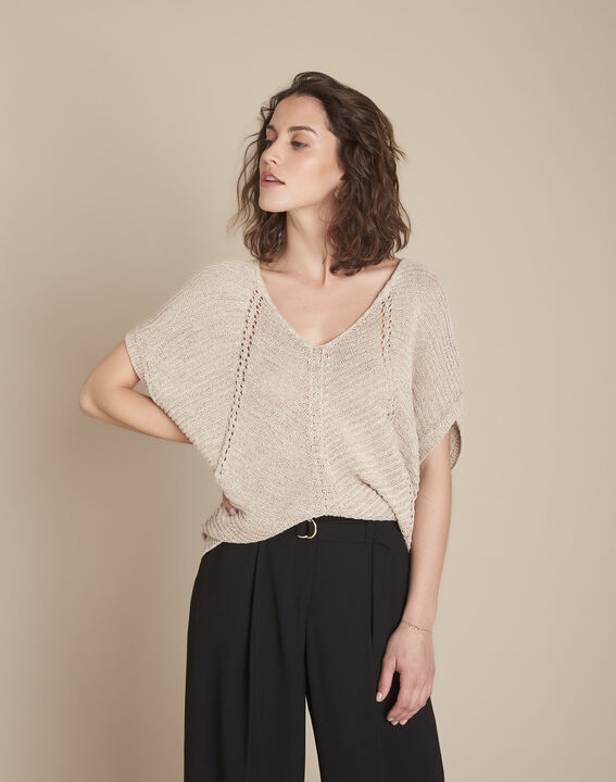 Pull creme lurex jeu de points Aube | 1-2-3 Pull creme lurex jeu de points Aube PhotoZ | 1-2-3