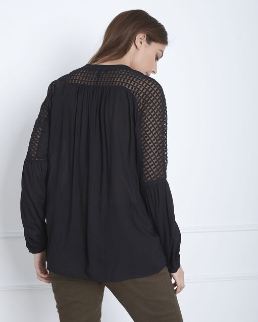 Blouse noire en dentelle valy noir.
